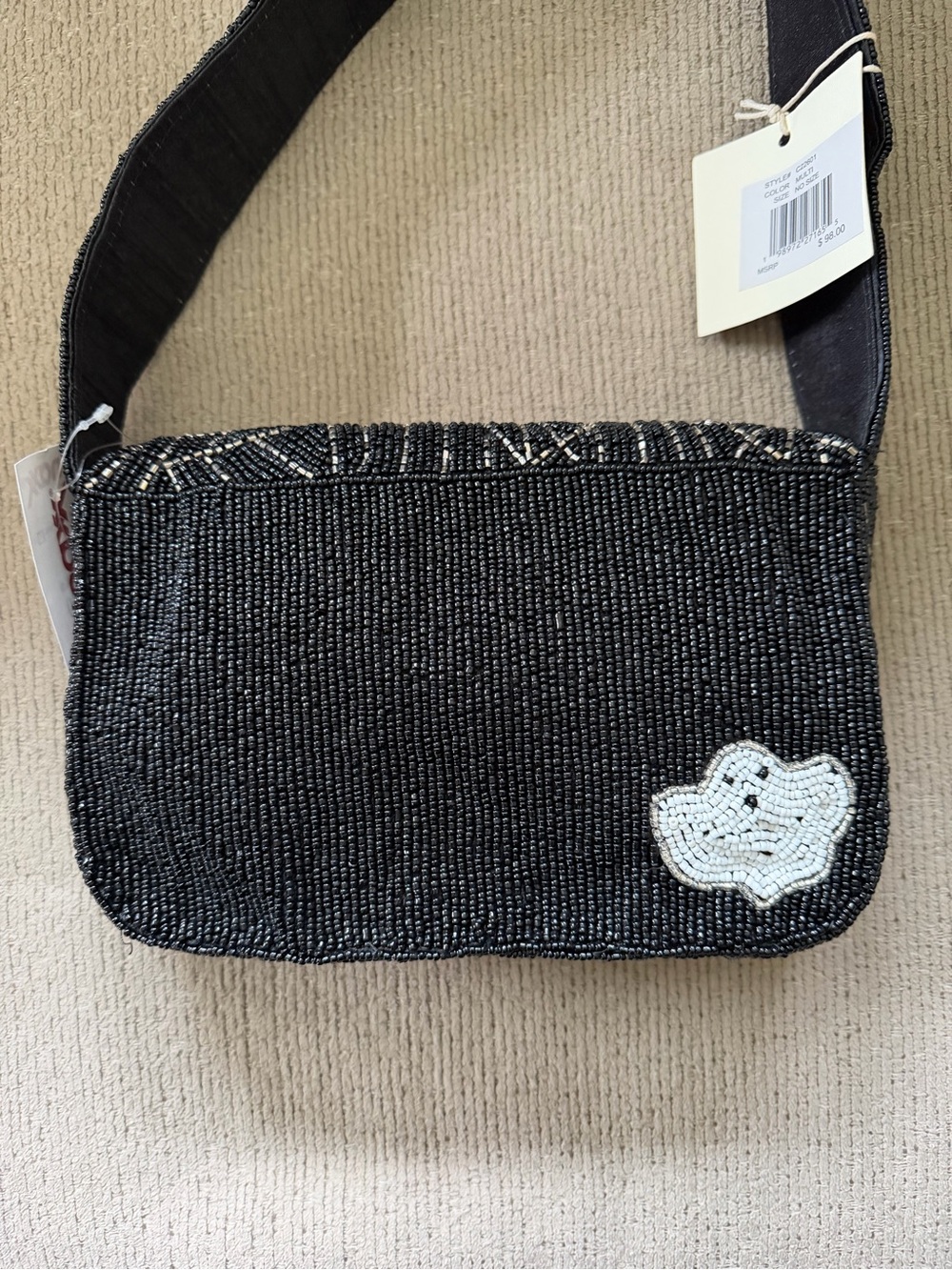 Sol And Mer Beaded Ghost Halloween Shoulder Bag Purse - Picture 4 of 10